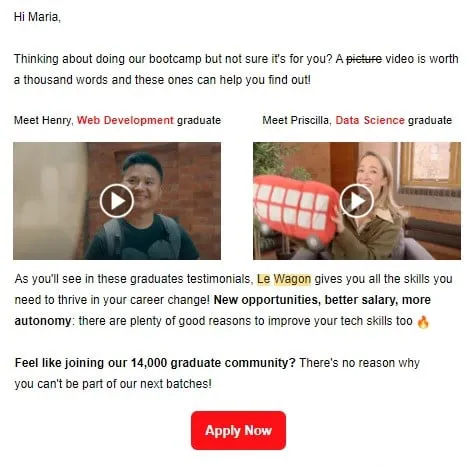 testimonial marketing email education lewagon